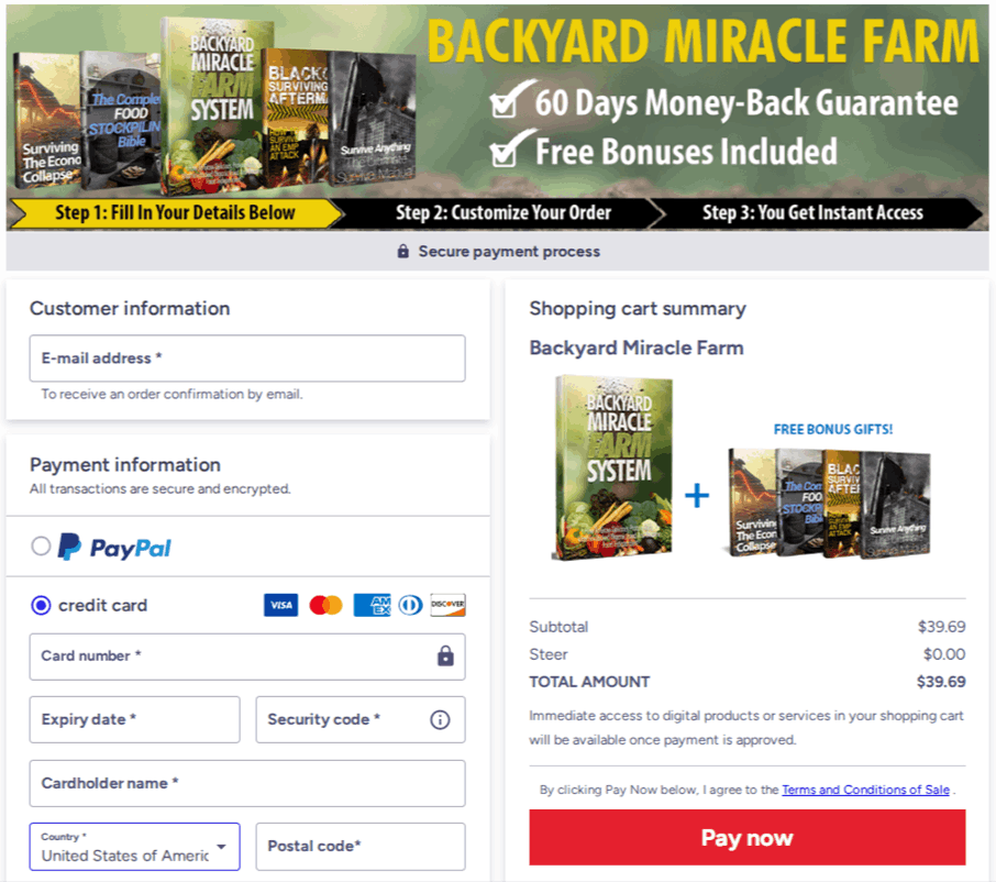 Backyard Miracle Farm Checkout